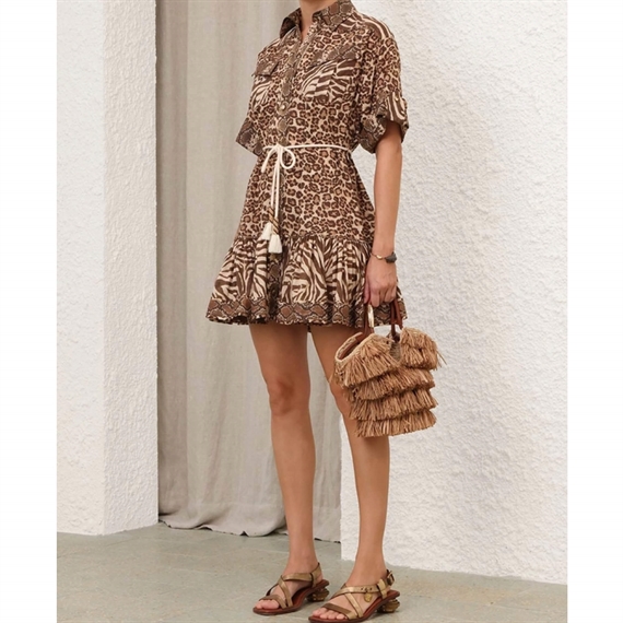 Zimmermann Wanderlust Lantern Mini Kjole, Spliced Print